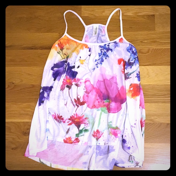 open gate Tops - NWOT watercolor sleeveless swing top, high/low